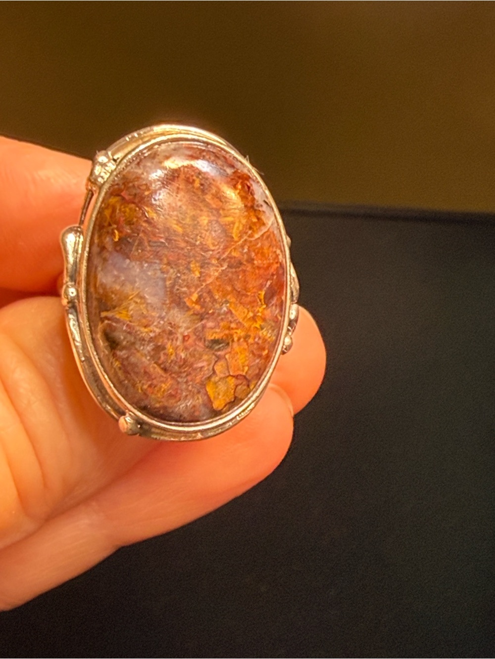Large Sterling Silver Pietersite Statement Ring